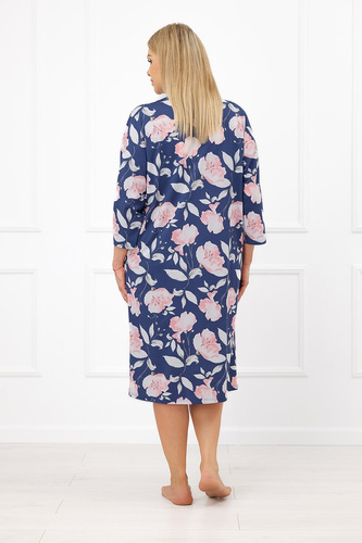 Koszula nocna Italian Fashion Ardizja 100% cotone con fiori e maniche 3/4