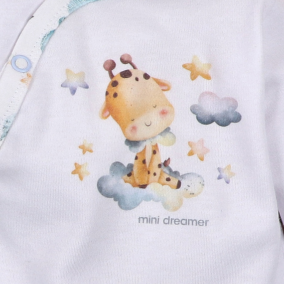 ABN-5602 Nini Little Dreamers - body a busta in cotone biologico per neonati - chiusure senza nichel, 100% sicurezza