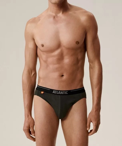 Slip Atlantic uomo 3MP-094/25 cotone kaki viola-nero, confezione da 3 pezzi, taglio classico
