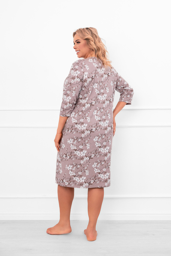 Camicia da notte da donna in cotone Oshima con maniche a 3/4 e motivo floreale Moda italiana