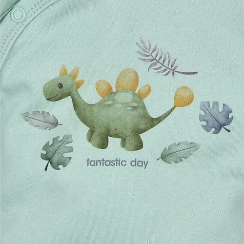 ABN-5568 Dino Explorer Nini, pigiama per neonato in cotone biologico, chiusura con bottoni a pressione