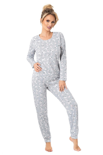 Pigiama da donna Bunny Long Donna grigio - cotone, manica lunga, set confortevole