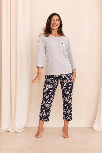 Regina 744 3/4 pigiama donna 100% cotone pantaloni 7/8