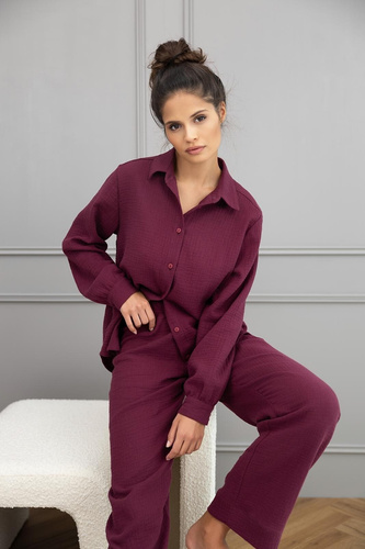 Pigiama Sensis Colette donna - mussola di cotone, maniche lunghe, abbottonato