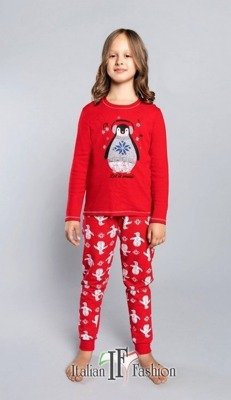 Pigiama Malika in cotone per bambina Moda Italiana - rosso