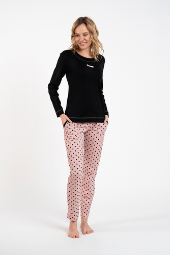 Bonilla Pigiama da donna manica lunga, pantaloni lunghi Moda italiana nero/stampa