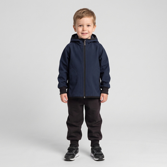 229004 Nicol Giacca softshell bambino con pile, cappuccio, riflettente - blu scuro