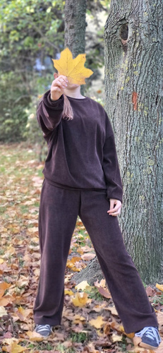 Komplet Peak Bambarillo cioccolato – felpa oversize e pantaloni wide leg