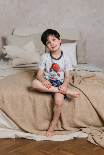 Kastos Pigiama a maniche corte per bambini, pantaloni Moda italiana - melange chiaro