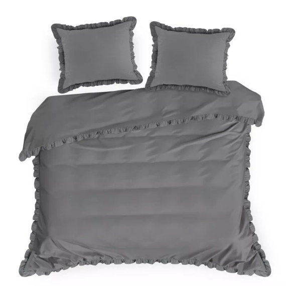 Biancheria da letto in cotone con balza Eurofirany 100% cotone con cerniera colore acciaio