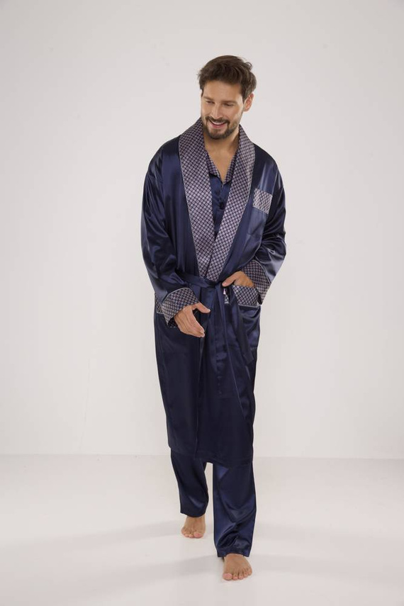 939 Pigiama da uomo in raso - blu navy