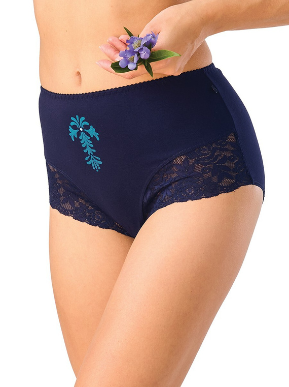 Slip da donna Key LPF 501 B26 Maxi Bikini Cotone Pizzo 2 pezzi
