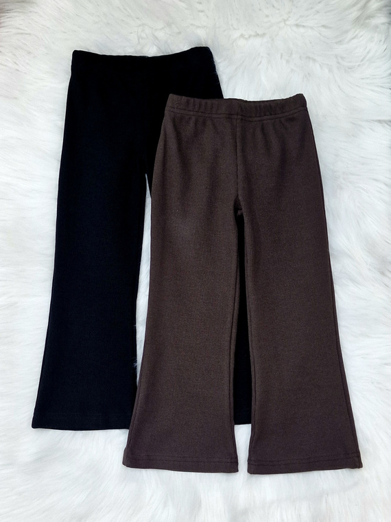 Pantaloni a campana a coste Bambarillo chocolate - maglia a coste, cotone con elastan