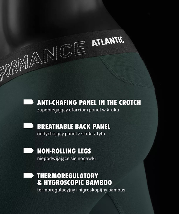 Boxer da uomo Atlantic Bamboo 2MH-1209 verde-grafite Performance – confezione da 2, in bambù