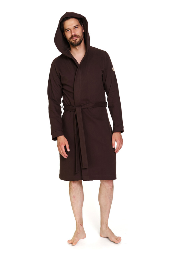 Doctor Nap 7332 - Vestaglia da uomo in cotone con cappuccio | 100% cotone, lucidata - brownie
