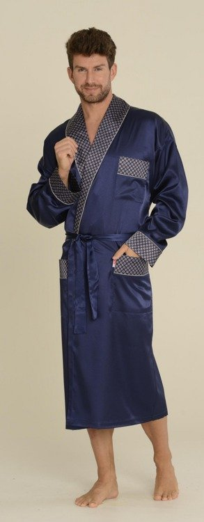 940 Forex accappatoio da uomo in raso - blu navy