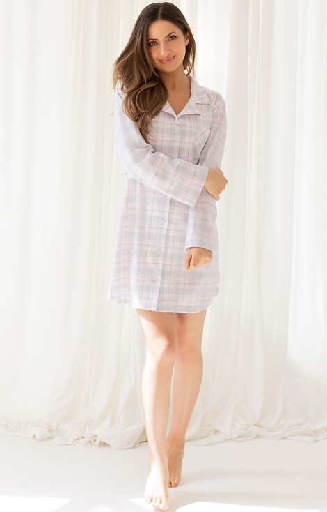 168 Camicia da donna grigio Regina - 100% cotone, manica lunga, a quadri