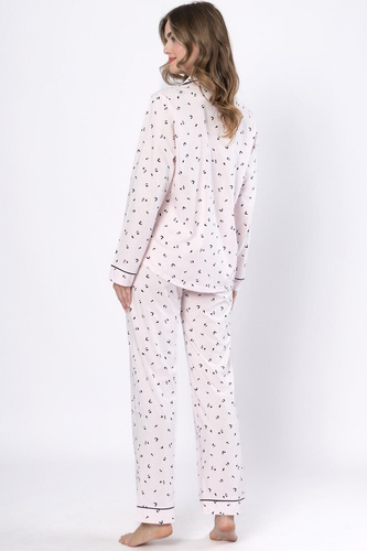 Pigiama donna Laveza Alka 1618 rosa chiaro - cotone, manica lunga, abbottonato