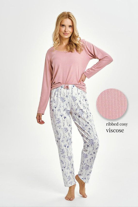 Pigiama da donna Taro 3456 Caroline rosa in viscosa e cotone