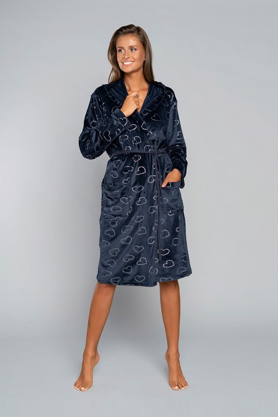 Accappatoio Elixir da donna con tasche Italian Fashion - rosso/stampa