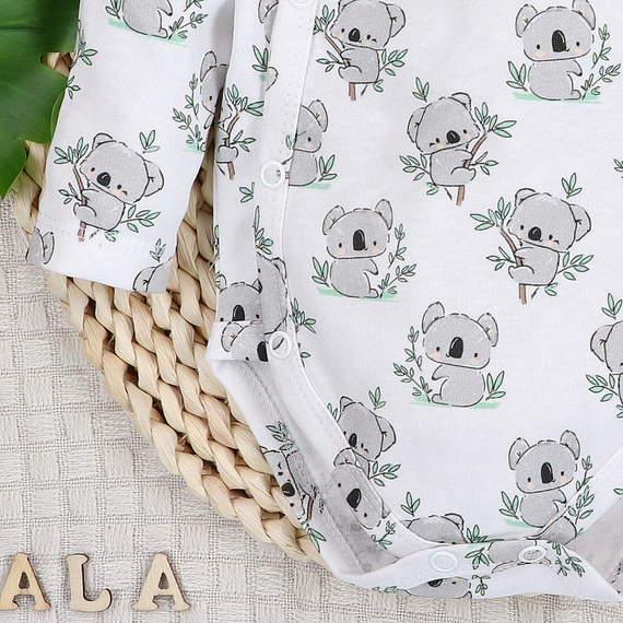 ABN-5201 Body incrociato Nini Sweet Koala bianco 100% cotone organico