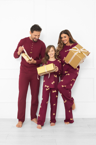 Pigiama da bambina Kwadro Italian Fashion - cotone, maniche lunghe, fiocchi