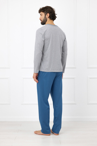 Pigiama uomo Gordo - cotone classico, polo e pantaloni con tasche Italian Fashion - melange