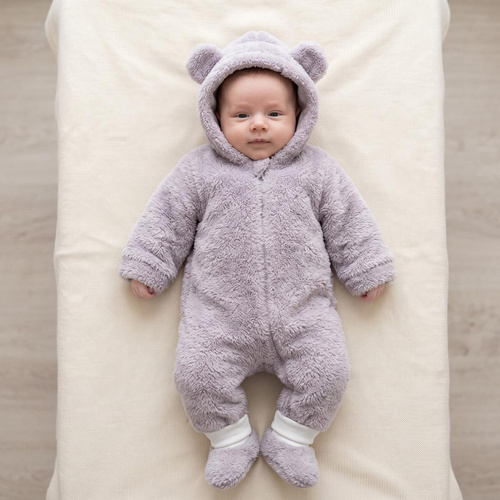 228270 Nicol FARMA Tuta orsetto + scarpine neonato grigio cotone