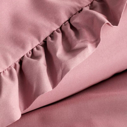 Biancheria da letto in microfibra Eurofirany MI con volant, morbida, con cerniera, rosa