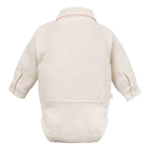 Corpo camicia in mussola da cerimonia con colletto per bambino Eevi elegante- ecru