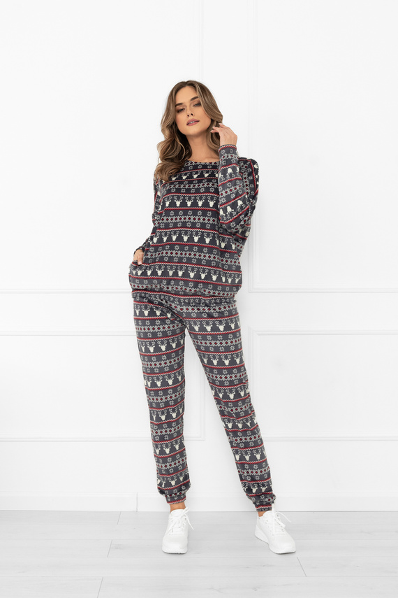 Set donna Navara - set in pile con motivo natalizio con renne Italian Fashion - grafite