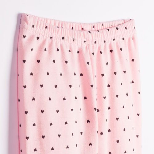 Pigiama bambina Nicol Tosia 225038 in cotone, lunga, rosa con cuoricini