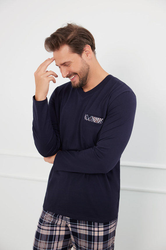 Edwin Pigiama uomo manica lunga, pantaloni lunghi Moda italiana - blu navy/stampa