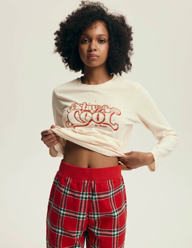 43717 Pigiama da donna Dalisa Henderson - flanella calda, manica lunga, a quadri natalizi