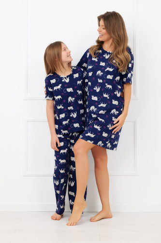 Pigiama bambina Mimi Italian Fashion 100% cotone – manica corta, pantaloni lunghi