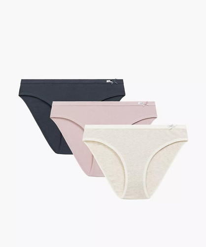 Mutandine 3CLP-002 Sport Atlantic - cotone, taglio classico, 3 pezzi per scatola grafite/rosa/beige