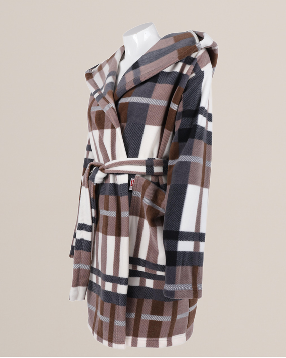 031 Coperta accappatoio De Lafense - vestaglia da donna in caldo pile Super Cozy, marrone