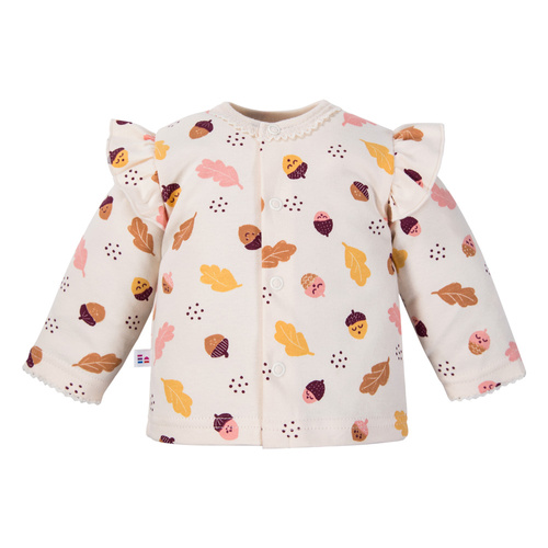 Caftano per bambino Fluffy Tails Eevi - ecru, cotone, stampa autunnale