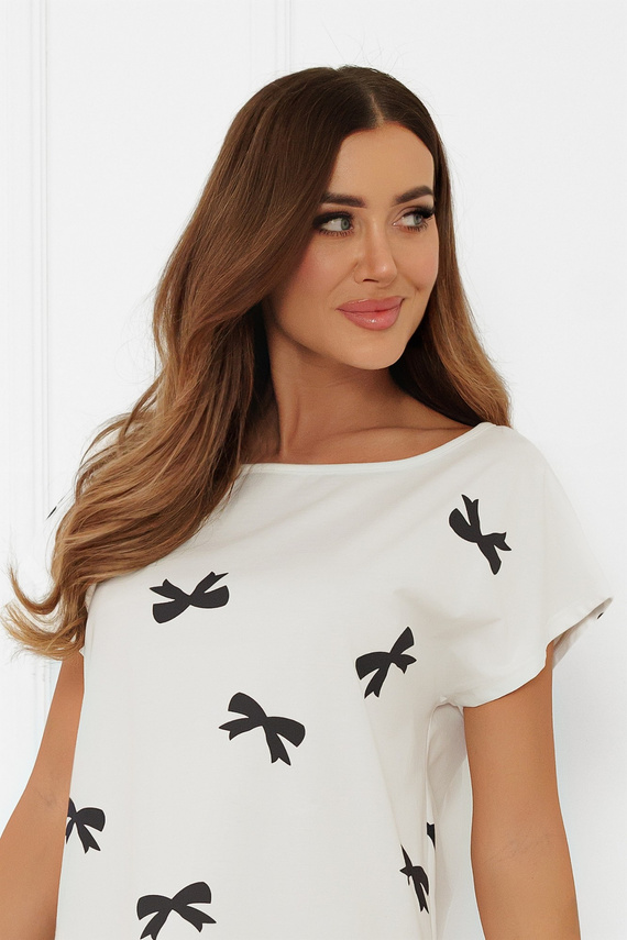 Camicia da notte donna Figaro - ecru, cotone, manica cortaModa italiana