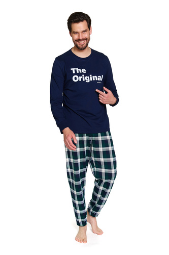 7341 Doctor Nap - Pigiama da uomo "The Original" | 100% cotone, produzione polacca - blu navy