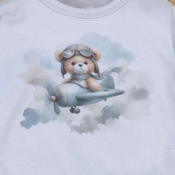NINI ABN-5746/JSZ body neonato 100% bambù Baby Bear Pilot con bottoni a pressione