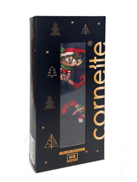 Cornette Gift 914/07 completo uomo natalizio boxer e calzini blu scuro