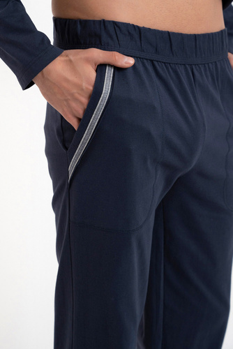 Zbyszek Pigiama uomo manica lunga, pantaloni lunghi Talian Fashion - blu navy