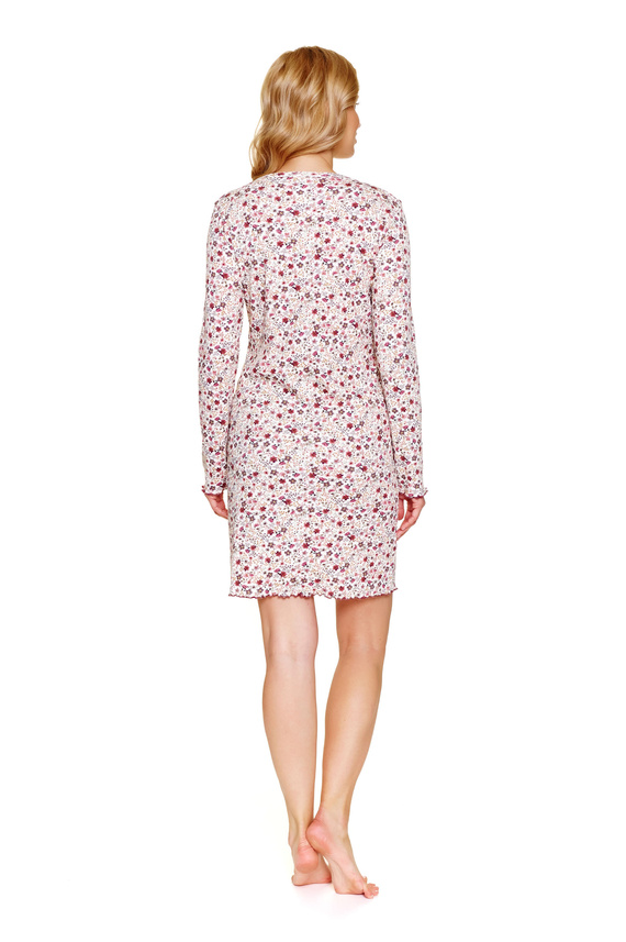 7308 Doctor Nap - Camicia da notte gravidanza e allattamento plus size | Cotone con elastan, produzione polacca - flores