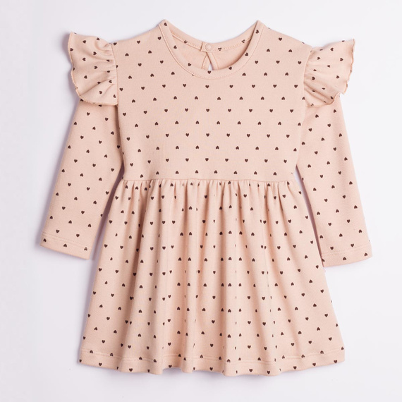 226166 Nicol HANIA Vestito bambina 100% cotone beige con cuoricini