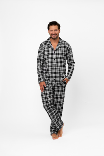 Pigiama uomo Klark - 100% cotone, manica lunga e pantaloni Moda italiana