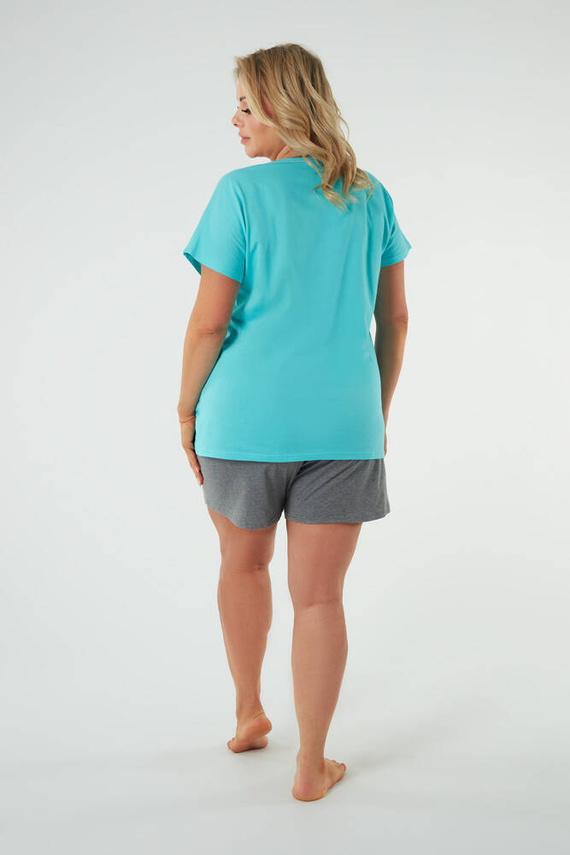 Selfie Pigiama da donna a manica corta, pantaloncini Moda italiana - turchese/melange