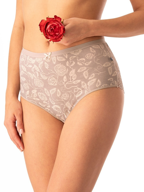 Mutandine da donna in cotone Key LPF 590 beige - 2 pezzi in scatola, pizzo sul retro