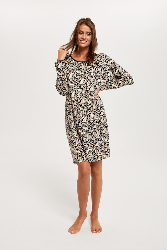 Camicia da notte a maniche lunghe Guyana Donna Moda italiana - stampa