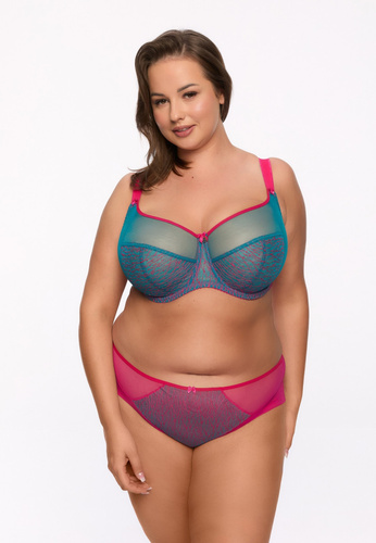 BSM 1294 Cintia maxi reggiseno Gaia soft - fucsia-turchese, design S16MX, tulle e ricami